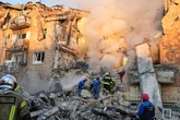 Putin accused of ‘sabotaging peace’ after airstrike on Kyiv kills 19