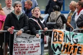 Neo-Nazi slogan displayed outside Scottish migrant hotel by protesters