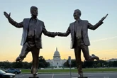 New statue of Epstein and Trump holding hands appears on National Mall