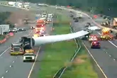 Huge wind turbine blade crashes into traffic on busy interstate