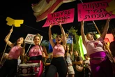 ‘Bring them home now’: Thousands in Israel celebrate truce deal