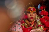 Nepal’s eight-year-old goddess leaves palace to bless worshipers