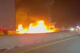 Two hurt after plane makes fiery landing on North Carolina highway