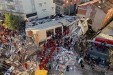 Turkey building collapse kills two as three trapped under rubble