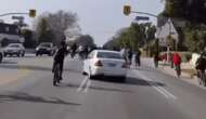 Viral Video Shows Angry Mercedes Driver Swerving Through Teen Cyclists In LA