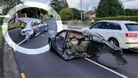 Teen Walks Away After His Mazda Splits In Half In Shocking High-Speed Crash