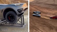Modded Tesla Model Y Leaves Jeep Wranglers In The Dust Racing Up Sand Hills