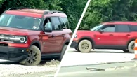 Driver Dips Ford SUV Into Fresh Concrete And Pays The Price