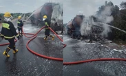 Apprentice hospitalised as petrol tanker, truck collide in Ibadan [PHOTOS]