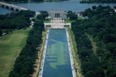 Du bleu au vert : voulue par Donald Trump, la rénovation du bassin réfléchissant du Lincoln Memorial vire au fiasco
