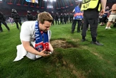 Bout de pelouse, filet découpé : des supporters du PSG ont arraché un souvenir à Munich après le sacre