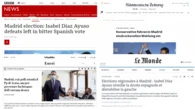 Así recoge la prensa internacional el "triunfo de los conservadores" en Madrid