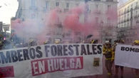 Los bomberos forestales se concentraron en Sol para exigir mejoras laborales