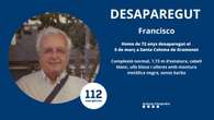 Alerta de los Mossos para encontrar a Francisco, un hombre mayor de 72 años desaparecido en Barcelona