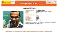 En paradero desconocido Alejandro M. P., de 26 años, 8 años después de su desaparición en Tenerife