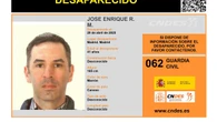 En paradero desconocido Jose Enrique R. M., un hombre de 41 años desaparecido en Madrid