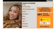 Sin rastro de Angie Katherine C. C., una joven de 28 años desaparecida en Madrid