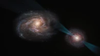 Los astrónomos observan una verdadera Guerra de las Galaxias: una galaxia atacando a otra con la radiación de su agujero negro como una lanza