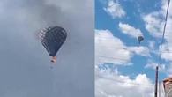 Un hombre queda colgando de un globo aerostático en llamas instantes antes de caer en picado y morir: logra salvar a dos pasajeros