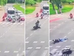 Służby w akcji Ruszył, stanął dęba i wylądował na asfalcie. Wszystko się nagrało. Policja nie miała litości dla motocyklisty