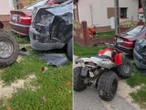 Wypadek pod Płockiem 17-latek stracił panowanie nad quadem. Maszyna rąbnęła w auta i zatrzymała się na płocie