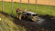 Wypadek na A4 Samochód stanął w ogniu po uderzeniu w znak. Koszmarny wypadek na A4