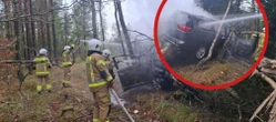 o krok od tragedii Uciekał z płonącego auta! 15-latek zabrał rodzicom klucze do chryslera i rozbił je na drzewie