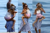 ZDJĘCIA PAPARAZZI Płacz córki i zmiana stroju na oczach wszystkich. Joanna Moro narobiła sensacji na plaży w Sopocie