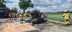 Wypadek w Rąbieżu Zderzenie auta osobowego z ciągnikiem. Kierowca i mały pasażer trafili do szpitala