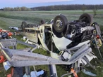 wielkopolskie Tragiczne dachowanie na autostradzie A2! Kierowca nie miał szans