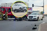 sprawe bada policja Groźne zderzenie na Mokotowie! Ranny kierowca skutera w szpitalu