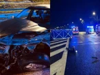 Wypadek śmiertelny W środku nocy rozbił bmw o bariery. Kierowca nie żyje