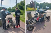Pomysłowy pirat drogowy 19-latek szalał na wózku sklepowym z silnikiem!