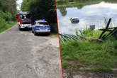 Szok! Staruszka wjechała samochodem do stawu! Dramatyczna akcja strażaków pod Garwolinem
