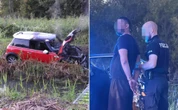 SZOK Mini Cooper w ogniu! Kierowca osobówki utknął w błocie i spalił auto
