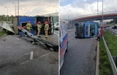 Utrudnienia w ruchu Kierujący ciężarówką zszokował całe miasto! Tak się skończyła próba przejazdu pod wiaduktem [ZDJĘCIA]