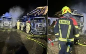 OGIEŃ STRAWIŁ POJAZDY Nocny dramat pod Warszawą. Spłonęły dwie ciężarówki
