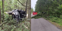 Tragiczny wypadek Nie żyje 42-letni pasażer volvo. Auto uderzyło w drzewo