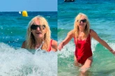 Co robiła? Monika Olejnik niczym Wenus! Wynurzyła się z wody w czerwonym kostiumie kąpielowym, …
