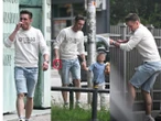 Zdjęcia paparazzi Tak przy dzieciach?! Filip Gurłacz na spacerze z żoną i synami. Puszczał dymka i ska…