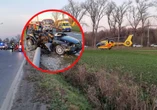 Dwie osoby ciężko ranne Samochód ściął latarnię, 17-latkę zabrał śmigłowiec LPR. Makabryczny widok