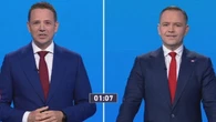 Flaga na debacie. Pojawiła się u boku jednego z kandydatów