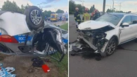 Przewozili zatrzymanego na komendę. Radiowóz dachował