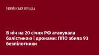 В ніч на 20 січня РФ атакувала балістикою і дронами: ППО збила 93 безпілотники