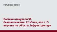 Росіяни атакували 56 безпілотниками: 22 збили, але є і 5 влучань по об’єктах інфраструктури