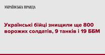 Українські бійці знищили ще 800 ворожих солдатів, 9 танків і 19 ББМ