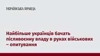 Найбільше українців бачать післявоєнну владу в руках військових – опитування