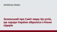 Зеленський про Саміт миру: Це успіх, що заради України зібралося стільки лідерів