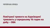 Повітряні тривоги на Харківщині тривають у середньому 16 годин на добу – ОВА