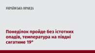 Понеділок пройде без істотних опадів, температура на півдні сягатиме 19°